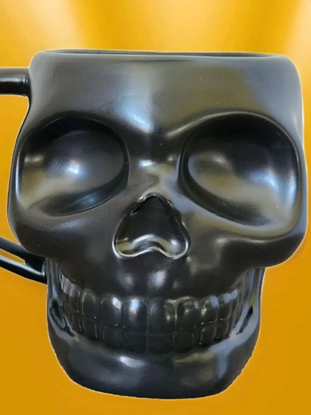 Black Skull Coffee Tea Mug Cup Matte Finish * Spooky Halloween * Gothic Skeleton - Picture 2 of 9